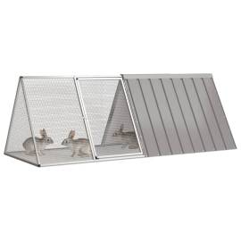 Cușcă pentru iepuri, gri, 201,5x80,5x71 cm, oțel galvanizat, 2 image
