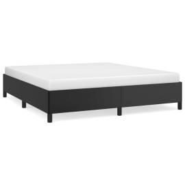 Cadru de pat, negru, 160x200 cm, piele ecologică, 2 image