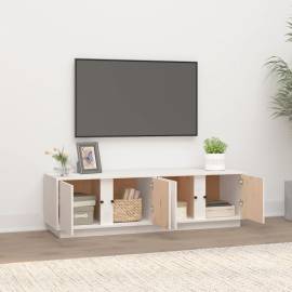 Comodă tv, alb, 140x40x40 cm, lemn masiv de pin, 3 image