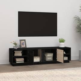 Comodă tv, negru, 156x40x40 cm, lemn masiv de pin, 3 image