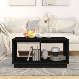 Măsuță de cafea, negru, 80x50x40 cm, lemn masiv de pin, 3 image