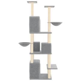 Ansamblu de pisici, stâlpi din funie sisal, gri deschis, 180 cm, 4 image