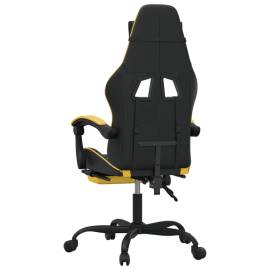 Scaun de gaming cu suport picioare negru/auriu, piele ecologică, 5 image