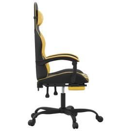 Scaun de gaming cu suport picioare negru/auriu, piele ecologică, 4 image