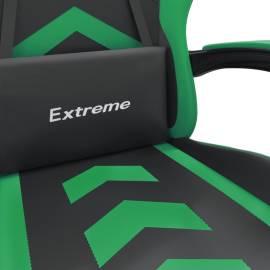 Scaun de gaming cu suport picioare negru/verde, piele ecologică, 9 image