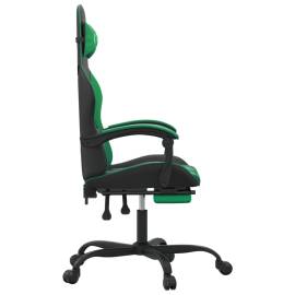 Scaun de gaming cu suport picioare negru/verde, piele ecologică, 4 image