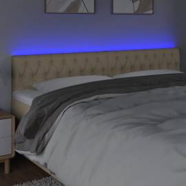 Tăblie de pat cu led, crem, 200x7x78/88 cm, textil, 3 image