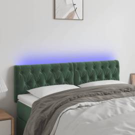 Tăblie de pat cu led, verde închis, 160x7x78/88 cm, catifea