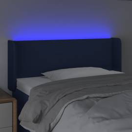 Tăblie de pat cu led, albastru, 103x16x78/88 cm, textil, 4 image