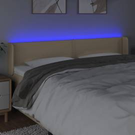 Tăblie de pat cu led, crem, 163x16x78/88 cm, textil, 4 image