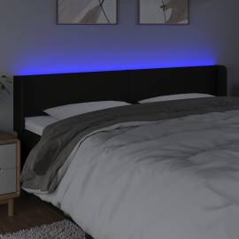 Tăblie de pat cu led, negru, 183x16x78/88 cm, textil, 4 image