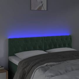 Tăblie de pat cu led, verde închis, 160x7x78/88 cm, catifea, 3 image