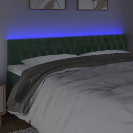 Tăblie de pat cu led, verde închis, 180x7x78/88 cm, catifea, 3 image
