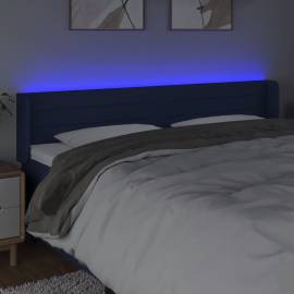 Tăblie de pat cu led, albastru, 183x16x78/88 cm, textil, 4 image