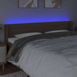 Tăblie de pat cu led, gri taupe, 183x16x78/88 cm, textil, 4 image