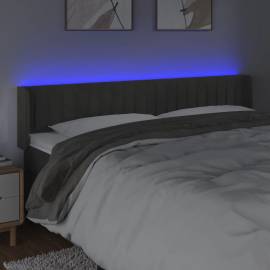 Tăblie de pat cu led gri închis 183x16x78/88 cm catifea, 4 image