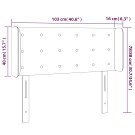 Tăblie de pat cu led, gri închis, 103x16x78/88 cm, catifea, 6 image