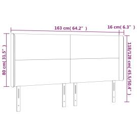 Tăblie de pat cu led, gri deschis, 163x16x118/128 cm, textil, 6 image