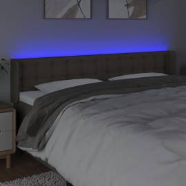 Tăblie de pat cu led, gri taupe, 203x16x78/88 cm, textil, 4 image