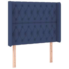 Tăblie de pat cu led, albastru, 103x16x118/128 cm, textil, 3 image