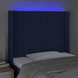 Tăblie de pat cu led, albastru, 83x16x118/128 cm, textil, 4 image