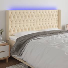 Tăblie de pat cu led, crem, 183x16x118/128 cm, textil