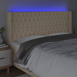 Tăblie de pat cu led, crem, 183x16x118/128 cm, textil, 4 image