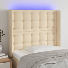 Tăblie de pat cu led, crem, 93x16x118/128 cm, textil