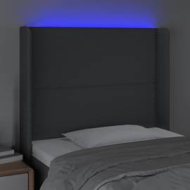 Tăblie de pat cu led, gri închis, 103x16x118/128 cm, textil, 4 image