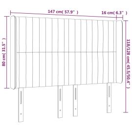 Tăblie de pat cu led, gri deschis, 147x16x118/128 cm, textil, 6 image