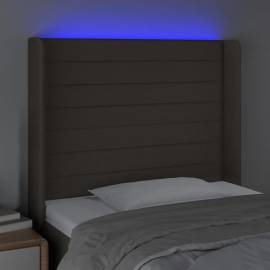 Tăblie de pat cu led, gri taupe, 83x16x118/128 cm, textil, 4 image