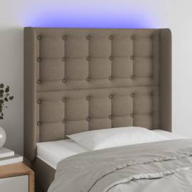 Tăblie de pat cu led, gri taupe, 93x16x118/128 cm, textil