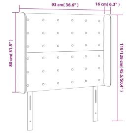 Tăblie de pat cu led, gri taupe, 93x16x118/128 cm, textil, 6 image