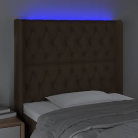 Tăblie de pat cu led, maro închis, 93x16x118/128 cm, textil, 4 image