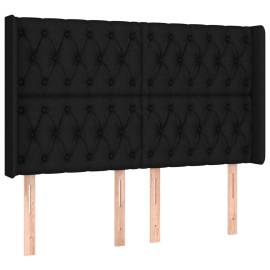 Tăblie de pat cu led, negru, 147x16x118/128 cm, textil, 3 image