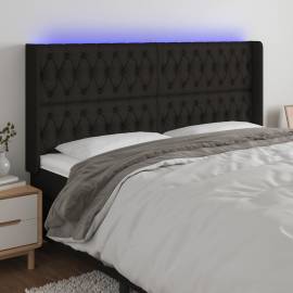 Tăblie de pat cu led, negru, 183x16x118/128 cm, textil