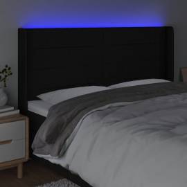 Tăblie de pat cu led, negru, 203x16x118/128 cm, textil, 4 image