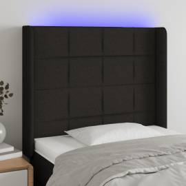 Tăblie de pat cu led, negru, 93x16x118/128 cm, textil