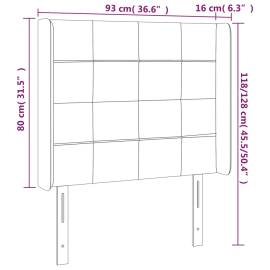 Tăblie de pat cu led, negru, 93x16x118/128 cm, textil, 6 image