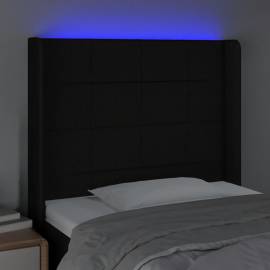 Tăblie de pat cu led, negru, 93x16x118/128 cm, textil, 4 image