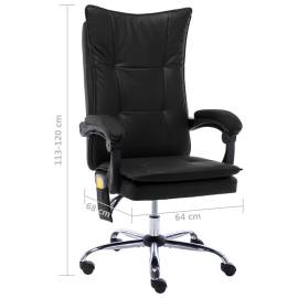 Scaun de birou cu masaj, negru, piele ecologică, 10 image