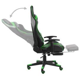 Scaun de jocuri pivotant cu suport de picioare, verde, pvc, 5 image