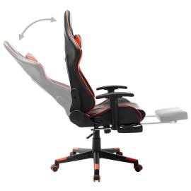 Scaun gaming cu suport picioare, negru/oranj, piele ecologică, 6 image