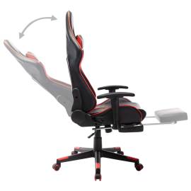 Scaun jocuri cu suport picioare, negru/roșu, piele artificială, 7 image