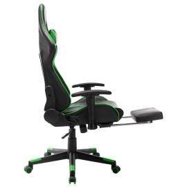 Scaun jocuri cu suport picioare, negru/verde, piele artificială, 5 image