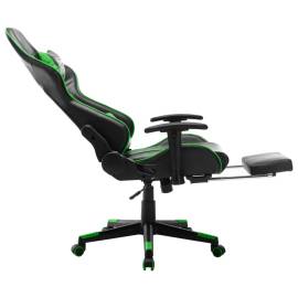 Scaun jocuri cu suport picioare, negru/verde, piele artificială, 7 image