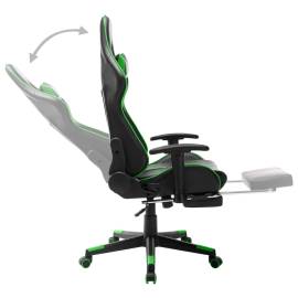 Scaun jocuri cu suport picioare, negru/verde, piele artificială, 6 image