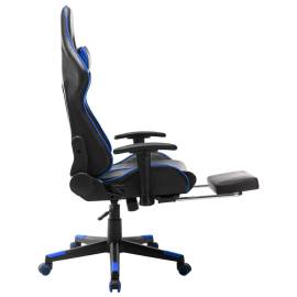 Scaun jocuri suport picioare, negru/albastru, piele artificială, 5 image