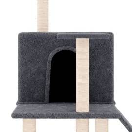 Ansamblu de pisici, stâlpi din funie sisal, gri închis, 109 cm, 6 image
