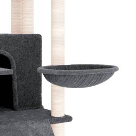 Ansamblu de pisici, stâlpi din funie sisal, gri închis, 154 cm, 6 image